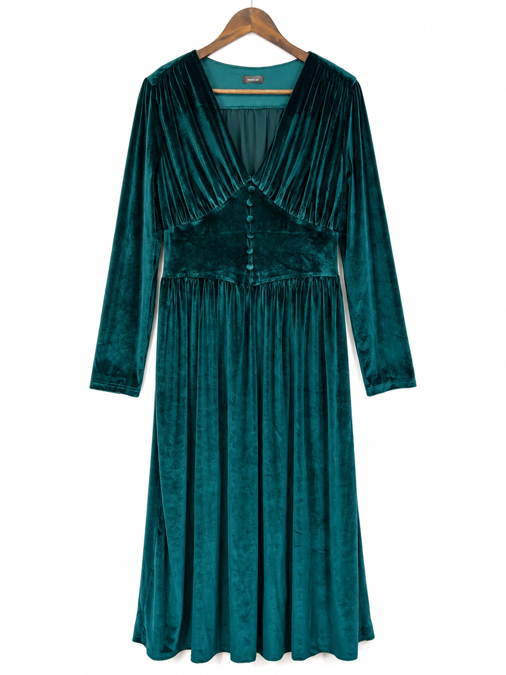 Mermaid Blue Velvet Evening Cocktail Gown Size Large Dark Romantic Ethereal